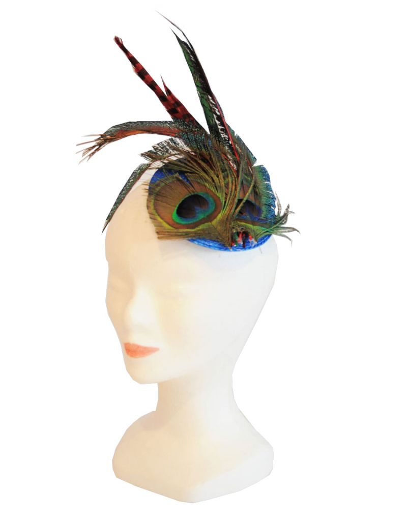 tocado plumas pavo real